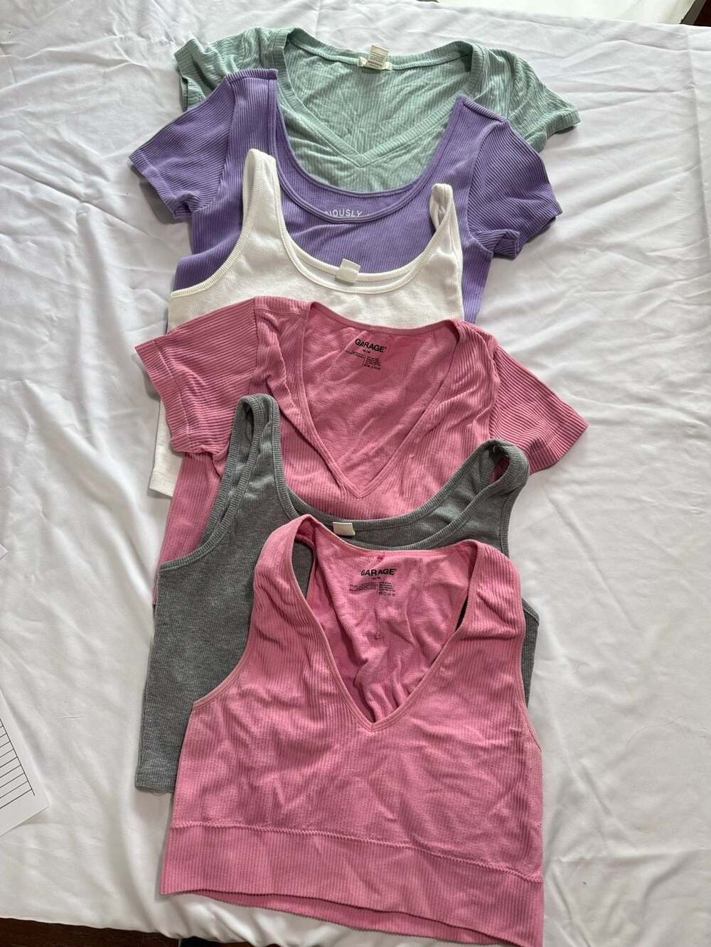 Ribbed Basics Bundle Y2K Soft Girl Tank & Baby Tees Size M
